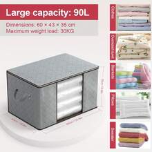 120L Collapsible Clothes Storage Boxes With Lids – Large Wardrobe And Duvet Storage Bags For Moving Or Underbed Use – Reinforced Handles And Zip Closure – 6 Pack In Grey - 120L (Grey) - View 8
