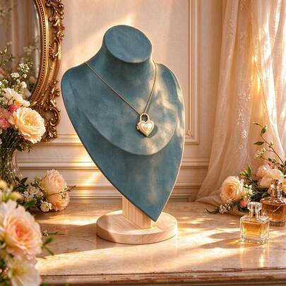 1pc French Luxury Vintage Solid Wood Portrait Neck Necklace Display Stand, Jewelry Counter Display Prop, Jewelry Rack