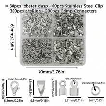 30pcs Lobster Clasp + 60pcs Seed Bead Clasp + 300pcs Closed Jump Rings + 200pcs Clamp Clasp DIY Jewelry Making Tools Set, Jewelry Accessories Material Kit - Box - View 9