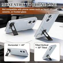 Phone Slim Kickstand, Ultra Thin Phone Kickstand Vertical And Horizontal Stand Adjustable 360° Rotating Universal Steel Metal Stable Stand Sticky Holder For Cellphone Case, Black - Black - View 5