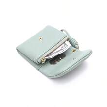 PRETTYZYS Women's Short Wallet, Solid Color, 2026 New Korean Style Minimalist Fresh Foldable Zipper Multi-Function Card Holder, Student Coin Purse, Daily Travel, Christmas Gift, Back To School Gift, Valentine's Day Gift, All Season - Green - View 4