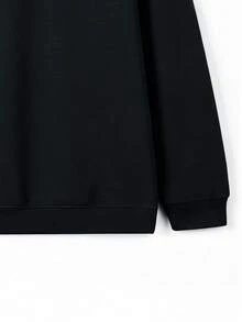 Women's Regular Sweatshirt, Jesus Cross Letter Print, Casual Top - Black - View 4