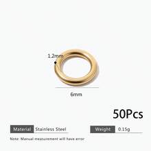 50 Buah Cincin Penghubung Tertutup Berlubang Bulat Berlapis Emas 18K dari Baja Tahan Karat 304, Lingkaran Penghubung untuk Aksesoris Perhiasan DIY Wanita - MultiWarna - View 10