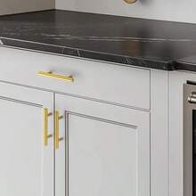 2pcs Brushed Gold Cabinet Handles, 128mm Hole Spacing, 200mm Long Round Stainless Steel Bar Pulls, Suitable For Kitchen Cabinet Doors And Drawers - 2 Pieces, Gold - View 5