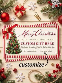 Customizable Christmas Gift Certificates: Personalized Text, Christmas Party Favors, Holiday, Commemorative Cards, Decorative Gift Vouchers - Card - View 1