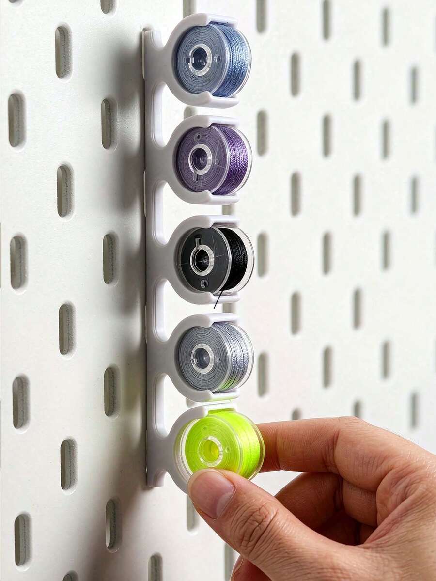 Bobbin Storage Clips,5 Slots Bobbin Holder,Wall Mount,Thread Spool Organizer,Sewing Accessories,Pegboard Organizer,Craft Room Storage,Thread Holder,Sewing Room Decor,Ideal For Sewing Rooms, Craft Tables,DIY Studios,For Hand-Sewing Enthusiasts - Multicolor - View 1