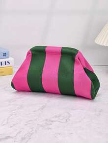 Vertical Striped Makeup Bag Large Capacity Storage Bag Casual Style Handbag Color Block Striped Travel Toiletry Bag Multi-Functional Portable - Multicolor - View 14