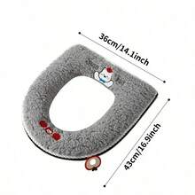 1pc Zippered Toilet Seat Cover, Thickened Fleece Toilet Seat Pad For Home Bathroom, All Season Universal, Winter Toilet Seat Cover - Multicolor - View 4