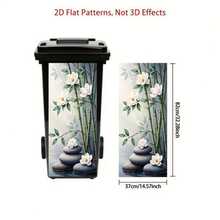 1pc Trash Can Sticker Bamboo Stone Zen Floral Theme Design Wall Sticker Decorative Wallpaper Self-Adhesive Kitchen Trash Can Decor (Suitable For Trash Can, Wall, Home Decor) 37*82 Cm - A - View 3