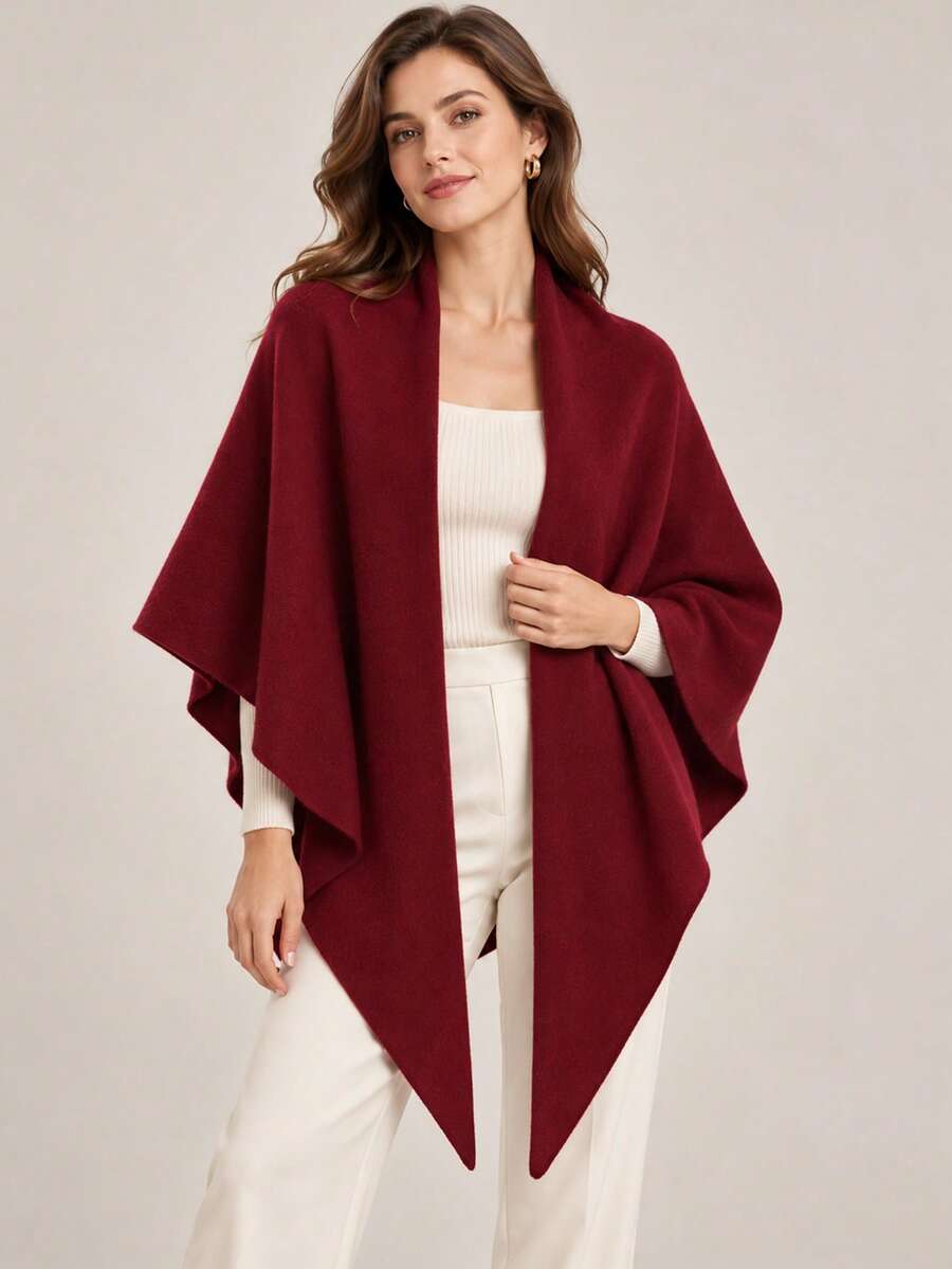 1PC Casual Minimalist Women's Solid Color Plush Triangle Scarf Shawl, Warm And Versatile For Daily Wear, Dating, Shopping, Travel - Multicolor - View 1