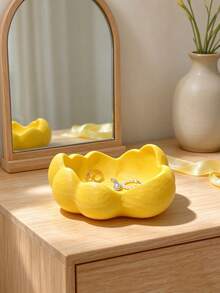 Ins Cream Style 3D Printed Petal Cloud Storage Tray, Rounded Wavy Edge Design, Vanity Jewelry Organizer, Entryway Key & Coin Holder, Atmospheric Artistic Desktop Decor - Multicolor - View 4