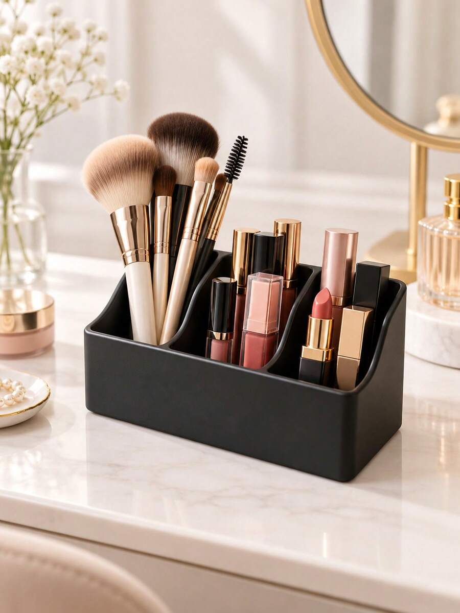 Remote Control/Cosmetics/Makeup Storage Box, Desktop Organizer Rack, Kitchen Tools, Remote Control Storage Rack/Box (1pc) - Kitchen, Desktop And Bedside Table Organizer, Multi-Functional Sofa Side Storage Basket, 3-Compartment Pen Holder And Remote Control Storage Basket; Suitable For Home Decor, Living Room Arrangement And Desktop Storage, Meeting Kitchen, Bedroom Decoration And Back To School Season Needs. - Multicolor - View 1