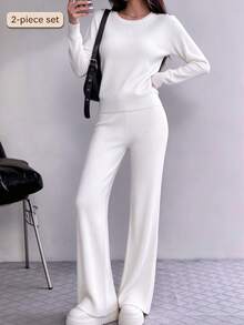 Women Sweater Co-Ords - White - View 1