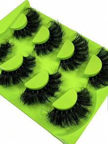 4 Pairs 9D 20-25mm Thick Faux Mink Eyelashes, Voluminous And Eye-Catching, Dramatic Curly Long Thick False Eyelashes, Multi-Layered Cross-Over Lashes, Reusable For Party And Celebration Dramatic Look - Black - View 4