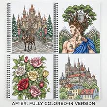 Premium 4-Book Adult Coloring Book Set: Winter Forest Reindeer, Botanical Flowers, Grand Cities & Unique Fantasy Butterfly Castle - 100+ High-Detail Designs, Stress Relief, Relaxation, Creative Mindfulness, Portable Small Size 5.81x8.27 Inches - 4 Sets - View 8