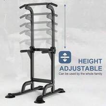 Multi-Function Calisthenics Station Pull & Chin Up Dip Bar Unit Vertical Leg Raise Push-Ups Gym Training Frame - Black - View 4