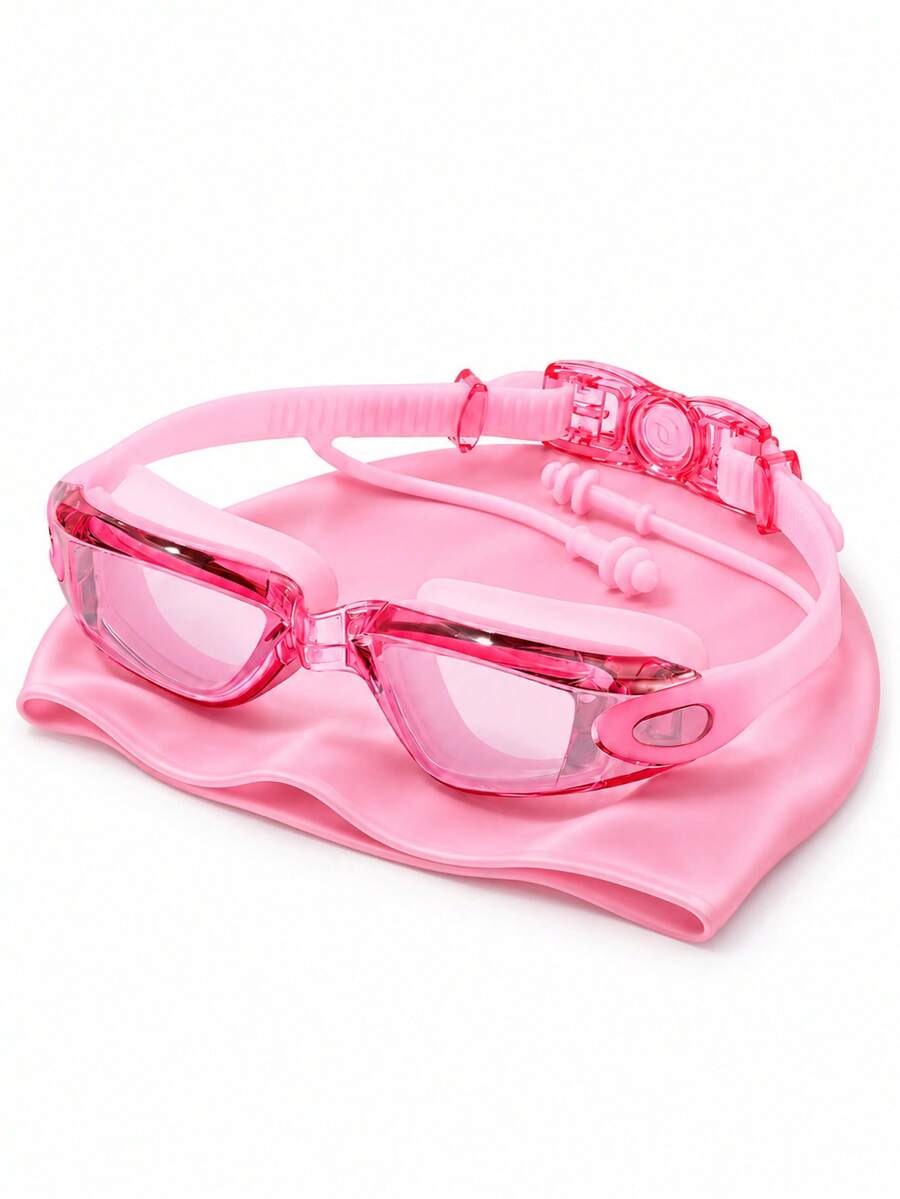 Goggle Set (Goggles + Swim Cap) - Pink - View 1