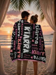 1pc Customizable Name Blanket, Personalized Name Flannel Throw Blanket, Super Soft Warm Polyester Fleece Blanket, Customized Birthday Gift For Family, Lovers, Friends, Personalized Commemorative Gift, Memory Collection, Very Suitable For Bedroom And Living Room Use - Multicolor - View 8