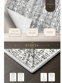 Digitally Printed Non-Slip Washable Runner And Area Rug Suitable For Living Room, Outdoor, Kitchen, Bedroom Carpet, Modern Design | Modern, Scandinavian, Bohemian And Classic Styles | 100% Polyester - Grey - View 5