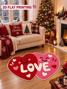1pc Double Heart LOVE Smiling Face Shaped Floor Mat, Entryway Bathroom Decor Foot Mat Bedroom Bedside Mat, Multiple Sizes Multiple Scenes, Hand-Cut With 1-5cm Error, Decorative Rug, Bathroom Rug, Bedroom Decor, Small Rug, Rug, Home Decor, Living Room Rug, Bedroom Rug, Outdoor Rug, Washable Rug - Multicolor - View 5