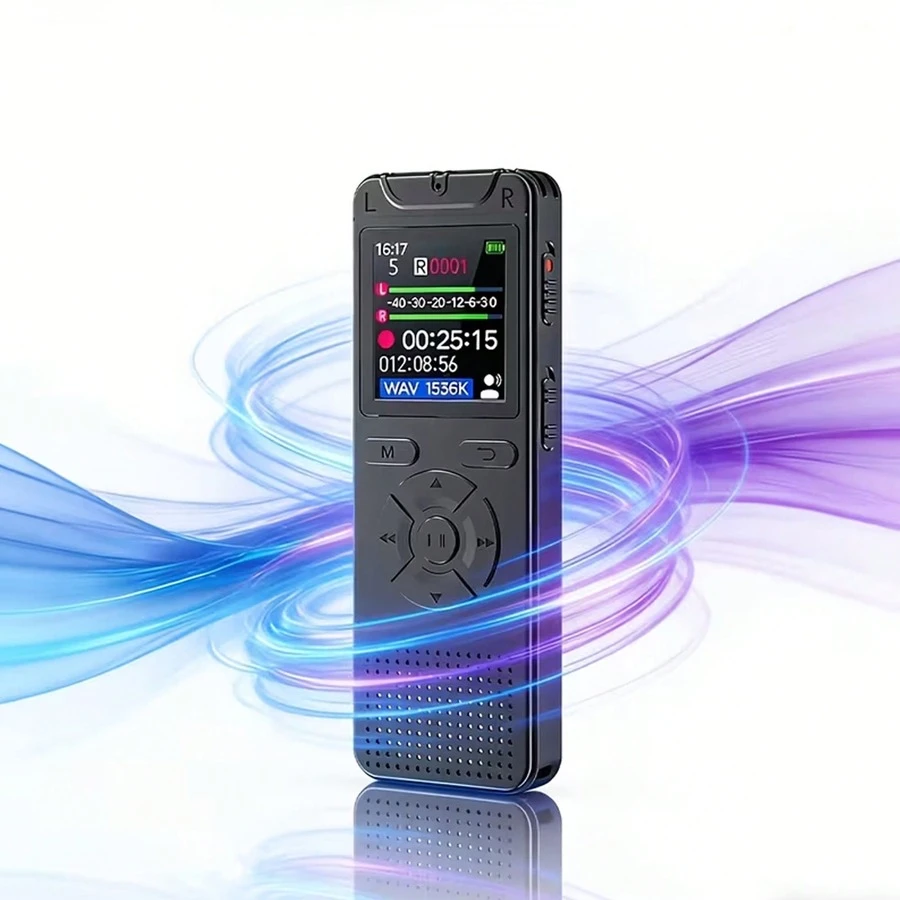 數位錄音筆 8GB 內建記憶體，1536kbps PCM 音訊錄音，具備聲控啟動與降噪功能，可當 MP3 播放器，支援 TF 卡最高擴充至 128GB，適用會議、講座、面試