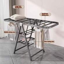 Tendedero plegable de 3 niveles de alta resistencia - Estante de metal independiente para ropa y mantas con diseño de varias capas, ahorrador de espacio y efectivo para secado al sol, adecuado para el hogar o el balcón, percha para ropa, tendedero - B - Ver 6