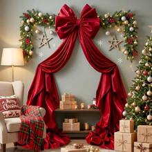 Adorno de Árbol de Navidad Extra Grande con Lazo Rojo, Adorno de Árbol de Satén con Volantes, 63 Pulgadas - 79 x 16 - Ver 6