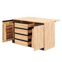 Wooden Kitchen Island Black 140 * 80 * 90 Cm With Storage And Wheels For Kitchen - Black - View 8