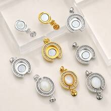 1pc DIY High Color Retention Copper Micro-Inlaid Pearl Necklace Magnetic Clasp Round Necklace Bracelet Connector Jewelry Accessory - Multicolor - View 5