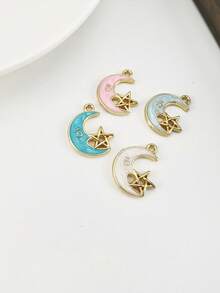 10pcs Pearlescent Star & Moon Jewelry DIY Pendants, Bracelet, Necklace, Bag Chain, Shoe Accessory DIY Pendants - Stars and Moon - View 7