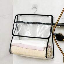 1pc Waterproof Hanging Storage Bag, Bathroom Wall Mounted Clothes Organizer, Shower Phone Toiletry Pouch, Dorm Bathroom Waterproof Hanging Bag For Clean Clothes Storage - Multicolor - View 14