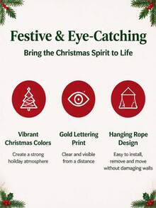 Customized Christmas Couplets, Customizable Text Vertical Christmas Door Couplets, Customizable Christmas Hanging Couplets, Suitable For Porch, Home, Holiday Party Decoration, Christmas Special Edition! - Multicolor - View 7