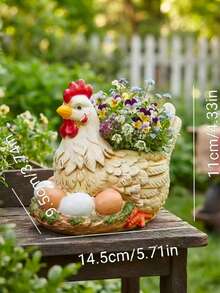 1pc Hen Hatching Chicks Garden Flower Pot Decor Ornament For Windowsill Balcony Planting White - A - View 1