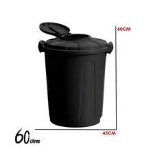 Lixeira Preta Cesto De Lixo Grande Cozinha 60 Litros Higieni - Preto - Visão 2