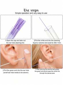 120/60pcs Purple Ear Piercing Cleaning Thread - Purple - View 4