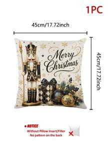 黑金胡桃鉗聖誕桌旗，雪花禮物與聖誕球印花，Merry Christmas 字體，冬季假期餐桌裝飾桌旗枕套餐墊，鄉村風廚房派對居家裝飾 - 彩色 - 查看 10