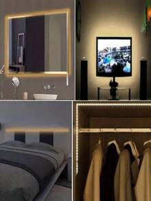 1pc USB Warm Light Strip, Home Decor Light, Cuttable, LED Home Atmosphere Night Light, Suitable For Bedroom, Living Room, Ceiling, TV Background, Stairs, Bathroom, Mirror, Kitchen And Other Decoration, Can Be Used As Holiday Gift - Warm Light USB LED Strip - View 3