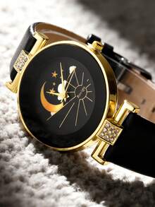 2pcs Fashion Black Quartz Digital Watch With Bracelet Jewelry Set, Suitable For Holidays, Parties, Weddings And Daily Wear, Perfect As Valentine's Day And Easter Gift For Mother - Black - View 2