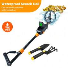 MD1008A High Sensitivity Metal Detector With Backlit LCD Display, Adjustable Volume And Sensitivity Handheld Coin Treasure Hunter, Suitable For Backyard, Lawn, Beach And Outdoor Exploration - (Battery Not Included) - Black - View 1