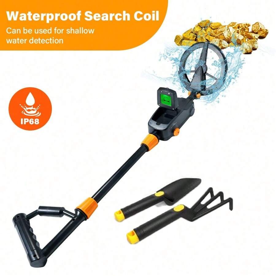 MD1008A High Sensitivity Metal Detector With Backlit LCD Display, Adjustable Volume And Sensitivity Handheld Coin Treasure Hunter, Suitable For Backyard, Lawn, Beach And Outdoor Exploration - (Battery Not Included) - Black - View 1
