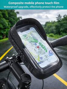 1pc Bicycle/Motorcycle Phone Holder Bag | Waterproof & Dustproof, Durable ABS Handle Mount, Detachable Design, Navigation Phone Holder Bag, Touchscreen Navigation Phone Bag - Multicolor - View 3