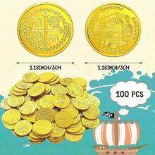 200PCS Pirate Coin Plastic Pirate Treasure Coin Toy Party Favor Fake Gold Coin Toy Party Supplies Pirate Adventure Theme Party Gift, Christmas - Multicolor - View 5