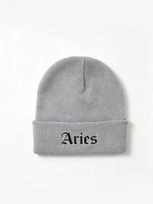 1pc Women's Dark Gery Print Knit Beanie Hat,New Autumn/Winter Ribbed Warm Hat, Ear-Covering Headwrap For Cycling,Commuting,Skiing,Outdoor Activities - Grey - View 11