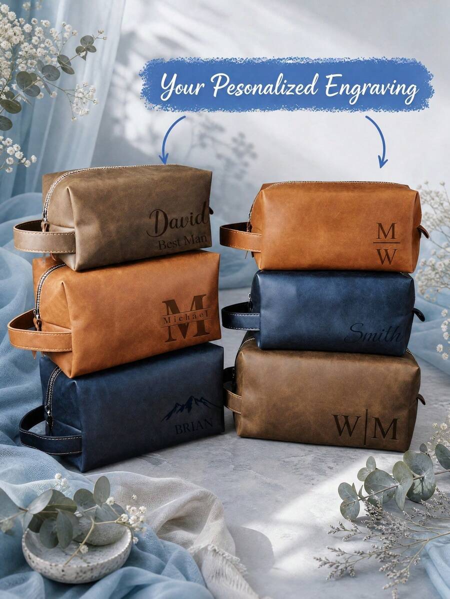 Laser Engraved Travel Set, Personalized Toiletry Bag, Customizable, Gift For Men, Men's Multi-Functional Toiletry Bag, 2026 Travel Essential - Multicolor - View 1