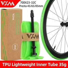 VXM 4 قطع أنابيب داخلية دراجة طريق TPU صمام بريستا ساق صمام من سبيكة الألومنيوم 700X23 25 28 32C - أخضر - مشاهدة 4