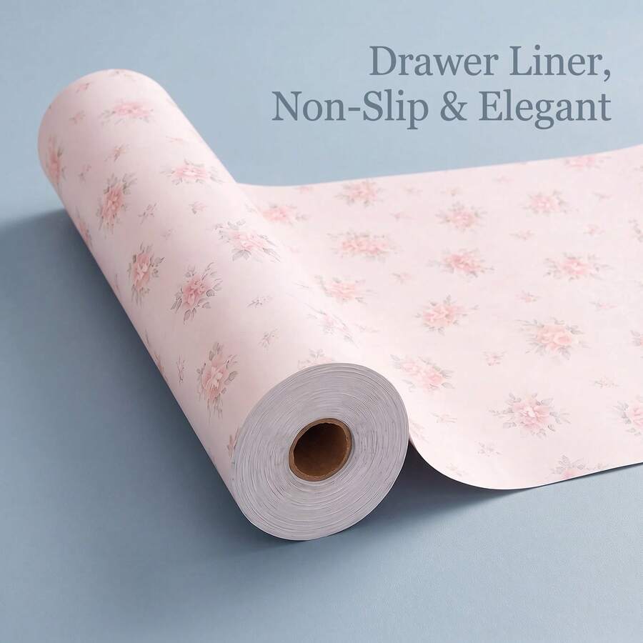 1 cuộn thảm lót tủ họa tiết hoa hồng in, phù hợp cho tủ, ngăn kéo và tủ lạnh, dễ cắt, chống nước, chống dầu, chống ẩm, chống bụi, miếng lót mặt bếp, lưu trữ và sắp xếp ngăn kéo tủ nội thất