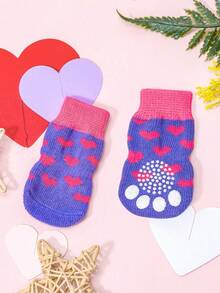 4/8pcs Random Print Pet Anti-Slip Socks, Suitable For Small And Medium Dogs, Anti-Slip, Pet Puppy Anti-Slip Protective Socks - Multicolor - View 6