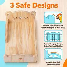 Solid Wood Hanging Parrot Bed With Removable Soft Cushion, Bolt-Fixed Resting Platform For Bird Cage, Natural Wood Bear Design, Resting Nest And Perch For Small To Medium Parrots - Yellow - View 3