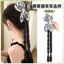 Women's New Chinese Style Fresh Paisley Claw Clip Ponytail Wig, Twisted Boxing Braid Hair Clip Hair Accessory - Black - View 11