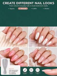 nailpop Single Arc Almond Nail Extension Mold For French Manicure, Matte Polypropylene Material, Paperless Support, Medium Length Almond Nail Tips Mold, Home Salon DIY Nail Styling Supplies - Clear - View 5